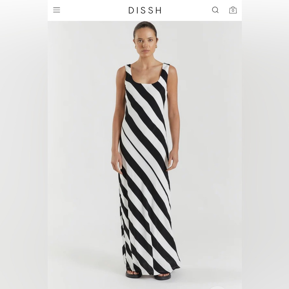 DISSH CARLIE WHITE/ BLACK SCOOP SLIP DRESS - size 4. Worn once!